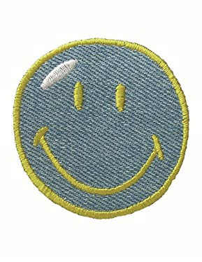 Mono Quick® Smiley© Aufnäher, Bügelbild, Aufbügler, Applikationen, Patches, Flicken, zum Aufbügeln Farbe Jeans