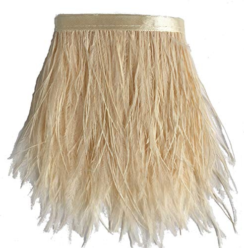 Sowder Straußenfeder-Borte, Fransen mit Satinband, für Kleidung, Kostüme, Nähen, Dekoration, 183 cm elfenbeinfarben
