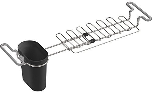 KOHLER K-5473-CHR Multi-Purpose Over-The-Sink Drying Rack, Caddy with Kitchen Towel Bar Holder, Soaking Cup. Expandable 14.6 to 17.6, 17.625 x 5 x 5.25, Charcoal