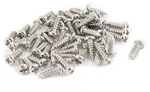 sourcing map 50pcs M2.5 x 8mm Stainless Steel Phillips Pan Round Head Self Tapping Screws