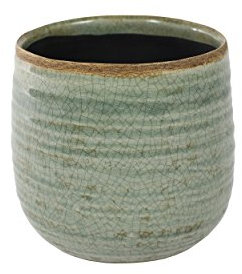 Keramik Blumentopf Iris Ø 14cm Übertopf Pflanztopf rund glasiert Indoor Mint, Türkis, Beige
