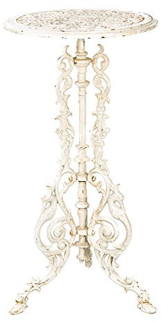 Beistelltisch aus Eisen 72cm Gartentisch Garten 10kg Tisch Antik-Stil Creme weiß