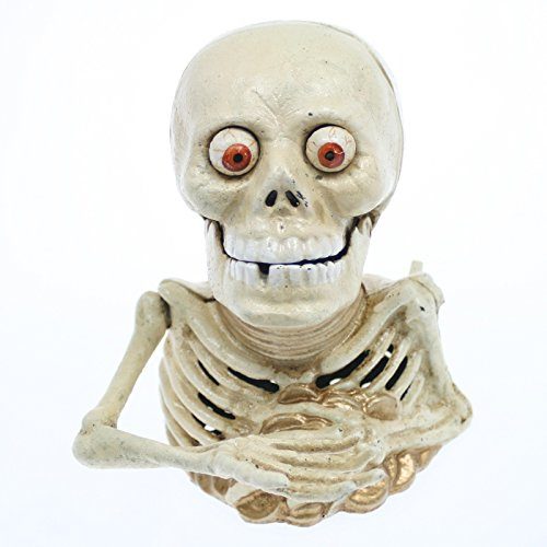 Skull Skeleton Mechanical Iron Effect Creepy Piggy Bank Money Box funny toy