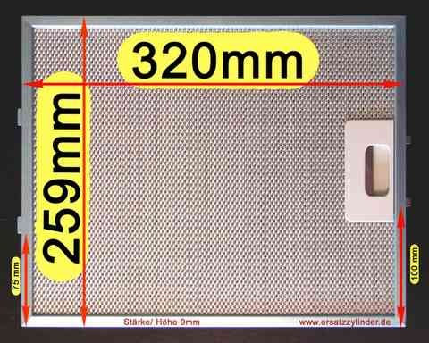 Premium Metall-Fettfilter 320 x 259 (260) MI051 für Dunstabzugshaube. Bessere Qualität, 10-lg. Metallfilter.