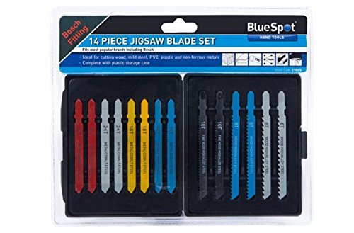 Blue Spot Tools 19009 Bluespot 14 PCE Jigsaw Blade Set (Bosch Fitting), 0 V, Black