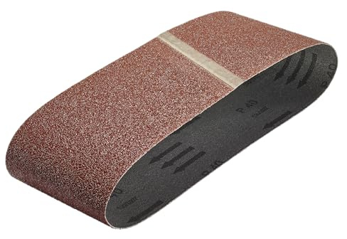 wolfcraft 3 Fabric Sanding Belts 75 x 510 mm, Grain 40 I 1908000