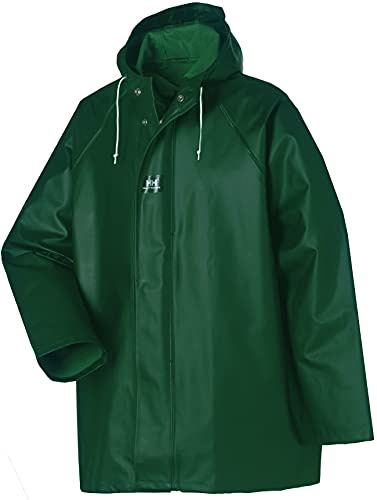 Helly-Hansen Workwear Men’s Highliner Waterproof Jacket | Heavy-Duty, Cold & Oil Resistant, Durable Work and Fishing Rain Gear, 490 Dark Green - S