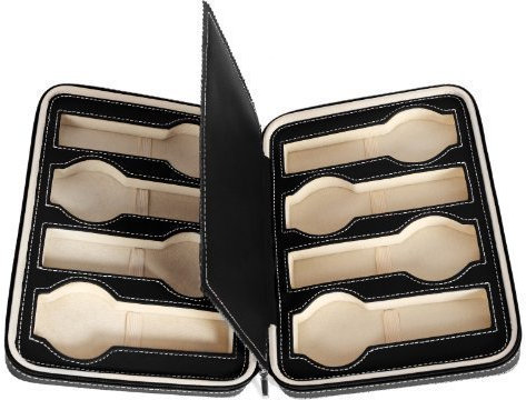 SONGMICS Uhrenbox für 8 Uhren, Uhrenkasten, Uhrenkoffer, PU-Bezug, Uhrenschatulle, Samt-Innenfutter, aus MDF, zum Reisen, schwarz JWB50B