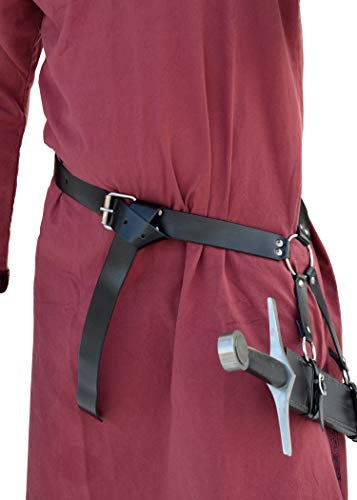 Battle-Merchant Schwertgürtelhalter aus schwarzem Leder - Schwerthalter Gürtelhalter Mittelalter Schwert