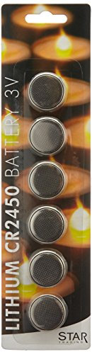 Star Ersatzbatterien für LED-Teelicht 6 Stück auf Karte, CR2450 3 V in Blisterverpackung 066-68