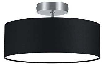 Trio Leuchten Deckenleuchte, nickel matt, Stoffschirm schwarz 603900202, Durchmesser: 30cm