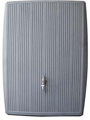 Regentonne grau Regenwassertank Concrete 200 Liter Farbe betongrau aus UV- und witterungsbeständigem Material. Regenfass BZW. Regenwassertonne mit Zwei Ansichten und hochwertigen Messinggewinde