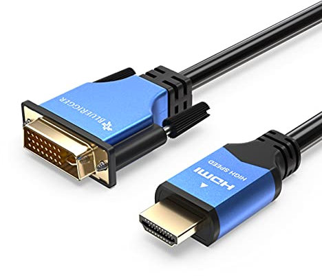 BlueRigger HDMI to DVI Cable 5M (High-Speed, Bi-Directional Adapter Male to Male, DVI-D 24+1, 1080p, Aluminum Shell) - Compatible with Raspberry Pi, Xbox One, PS5/PS4, Graphics Card