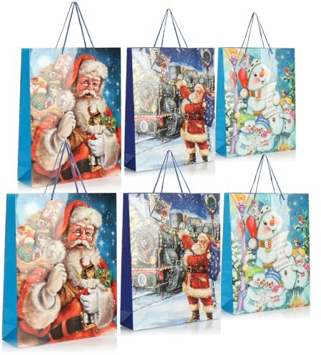 com-four® 6x Geschenktüte für Weihnachten, Nikolaus und Advent - Geschenkverpackung 42cm - XXL Geschenktasche mit Weihnachtsmotiven - Geschenkbeutel aus Papier (06 Stück - XXL)