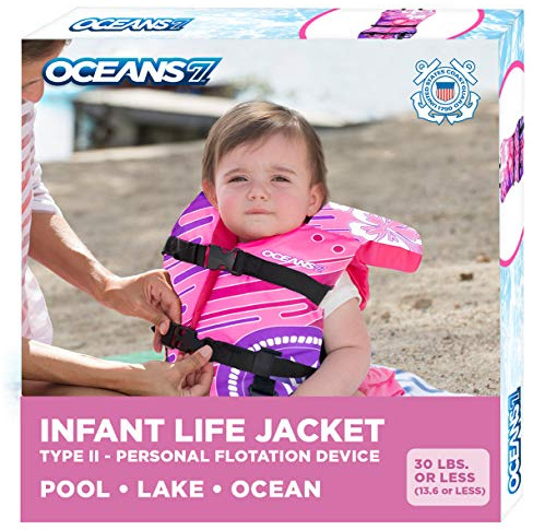 Oceans 7 US Coast Guard Approved, Infant-Child-Youth Life Jacket Vest – Sizes for 8-90 Lbs. – Type III Vest, PFD, Personal Flotation Device