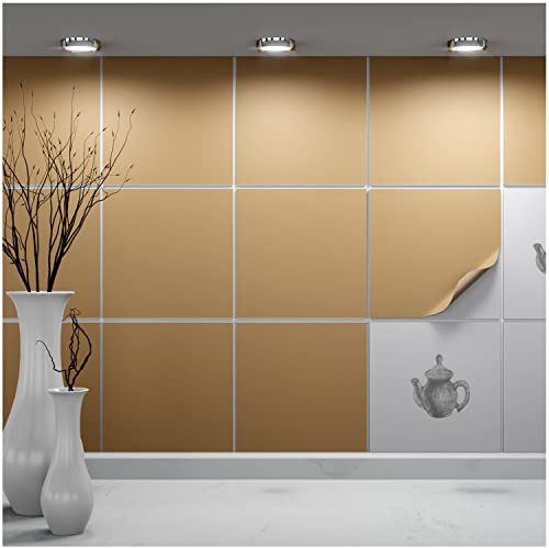 FoLIESEN - Adesivi per piastrelle 20x20 cm | Adesivi murali autoadesivi per bagno e cucina I Resistenti ai graffi e rimovibili | 40 Decalcomania per piastrelle, .:Marrone chiaro opaco