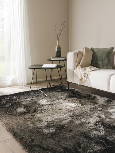 benuta Nest Hochflorteppich Whisper - Anthrazit/Grau 120x170 cm - Weicher Teppich für Schlaf- und Wohnzimmer - Pflegeleicht - Fußbodenheizung Geeignet