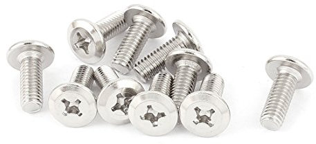 sourcing map M6x15mm Mâle Fil Cruciforme Plat Tête Boulon Vis Adapté pour Double Lit Meubles TV Étagère Tenture 10pcs