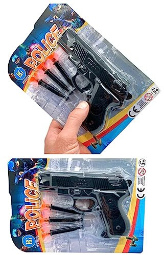 2 Stück Pfeilpistolen Mit Je 3 Pfeilen Mitbringsel Spielen Kostüm Spielzeugpistole Pfeile Mitgebsel 13x9x2,5 cm Kindergeburtstag Polizei Spielen