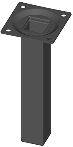 Element System 4 Stück Stahlrohrfüße eckig Tischbeine, Möbelfüße Inklusive Anschraubplatte, 4 Farben, 10 Abmessungen, 15 cm, schwarz, 18133-00290