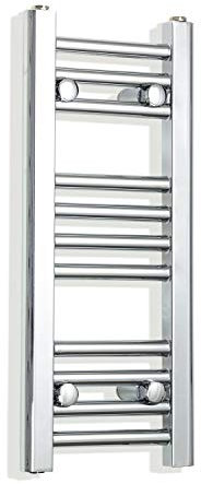 250mm Wide Chrome Heated Towel Rail Radiator Flat Ladder for Stylish Bathroom (250 x 600 mm)