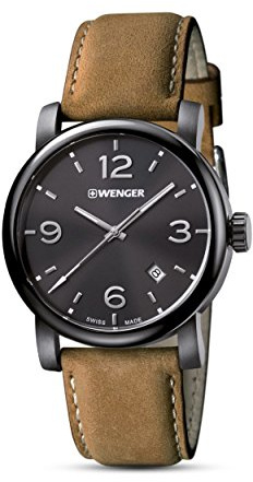 WENGER Herren Armbanduhr Leder Braun 41mm Analog Quarz Leder WENGER URBAN METROPOLITAN 01.1041.129