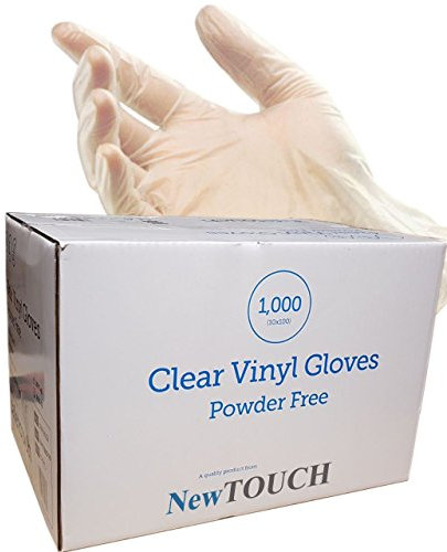 1000 x NewTouch Clear Vinyl Gloves Disposable Powder Free Gloves for Food Safe, Cleaning (X-Large)