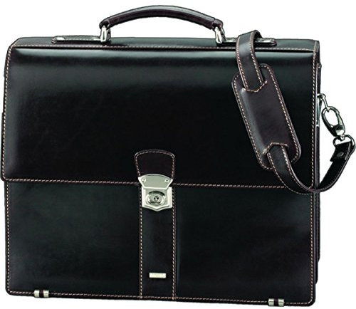 Alassio 47022 - Aktentasche MONACO, aus pflanzlich gegerbtem Leder, ca. 38,5 x 31,5 x 15 cm, dunkelbraun-antik