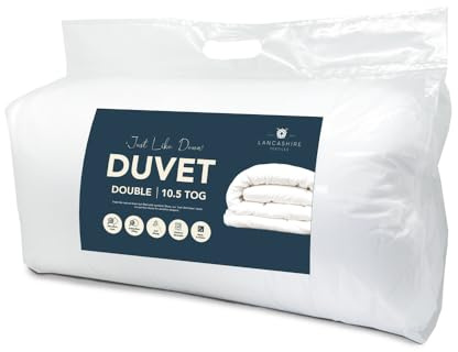 Lancashire Textiles British Anti Allergy 10.5 Tog Microfiber Duvets | All Year Round Soft & Fluffy Duvet | Available for single, Double, King & Super King (Double, 10.5 Tog, 200 X 200 Cm)