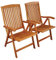 IND-70002-ST 2 x Gartenstuhl Sun Flair Hochlehner Klappstuhl aus Holz - 59 x 61 x 105 cm ergonomisch geformt