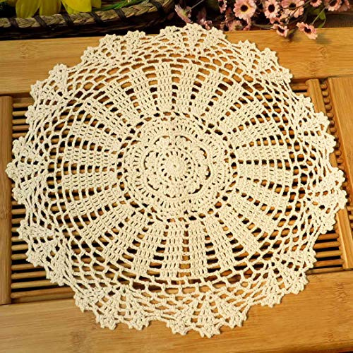 kilofly Häkel Baumwolle Spitze Tischsets Deckchen Value Pack, 4, Daisy, 34,8 cm, baumwolle, beige, 35, 6 cm