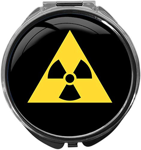 metALUm Pillendose mit Spiegel rund Metall 3 Fächer RADIOAKTIV #1040