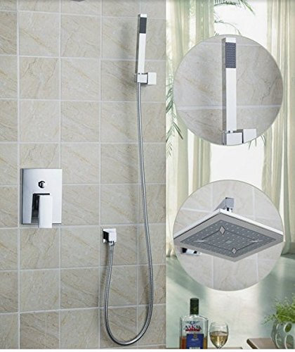 Gowe Ceilling Wandhalterung Badezimmer ABS Quadratisch Spray Regen Top/Handbrause Set Badewanne Chrom Spüle, Wasserhähne, Einhebelmischer