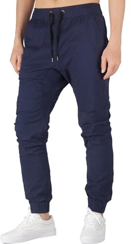 ITALYMORN Pantalones Jogger Azules Hombre con Cintura Elástica Slim Fit (M, Azul Marino)