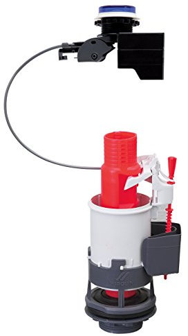 Wirquin 10723882 Mécanisme chasse d'eau wc double chasse avec bouton poussoir à câble Tronic, gris