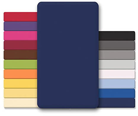 CelinaTex Jersey Topper Spannbettlaken Lucina 140x200-160x200cm dunkel blau 100% Baumwolle gekämmt bis 12cm Matratzenhöhe Spannbettbezug, Leintuch, Bettlaken, elastisch, Strech, Oeko-Tex