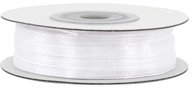 Satinband 3mm x 50m Rolle - FARBAUSWAHL in 3/6/12/18/25/38/50/75/100mm - farbecht & waschbar - Schleifenband für Hochzeit - Geschenkband zum Verpacken Dekorieren Basteln - Weiß 029