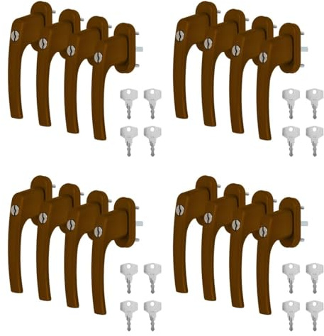 16 x Alu Fenstergriff in Braun RAL 8008 abschließbar - Stiftlänge 40mm