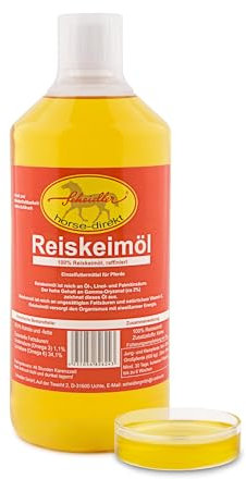 Scheidler Horse-Direkt 1L Reiskeimöl für Pferde – Kann den natürlichen Muskelaufbau unterstützen – inkl. Dosierkappe