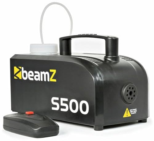 Beamz S500-P Machine à fumée en plastique avec liquide inclus-Puissance 500 Watts, 50m3 de fumée par minute,Télécommande filaire câble 3m,Préchauffage 4 minutes,Réservoir 250 ml,Idéal pour soirées DJ