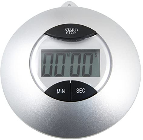 Fackelmann 41939 Minuteur Digital aimanté, minuteur LCD avec Pile, minuteur de Cuisine Digital, Plastique, Métal, 7,5 cm, Gris