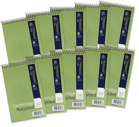 Cambridge Recycled A4 100 Pages Card Cover Wirebound Notebook - Pack of 5,Black