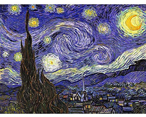 Wee Blue Coo Vincent Van Gogh Starry Night Old Master Painting Art Print Poster Wall Decor Kunstdruck Poster Wand-Dekor-12X16 Zoll