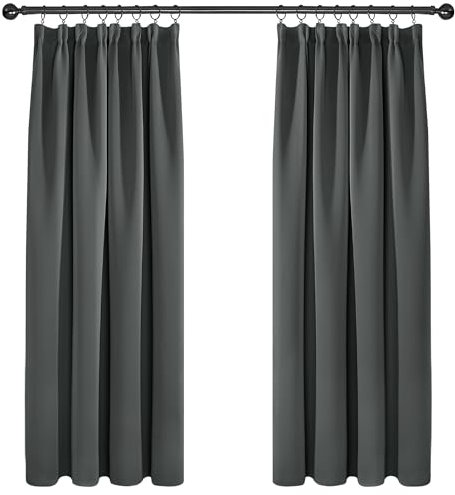 Deconovo Cortina Opaca Fruncidas Gruesa Decór Ventana Accesorios para Habitacion Matrimonio Estilo Moderno Elegante con Bolsillos 2 Piezas 168 x 183 cm Gris Oscuro