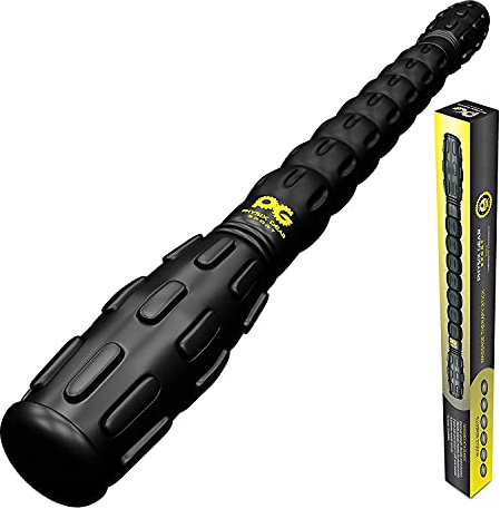 Physix Gear Massageroller mit Griff Selbstmassage Faszienstab bei Muskelschmerzen & Verspannung Faszienrolle mit Griff für Nacken Rücken & Beine Faszienroller Massagestick SCHWARZ