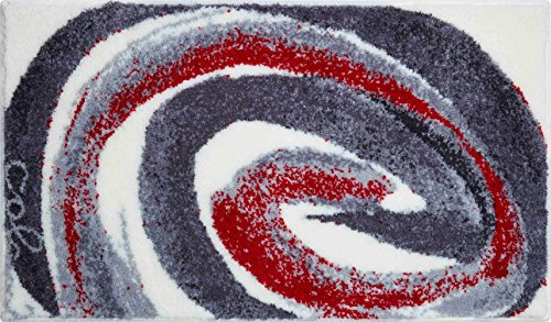 Grund COLANI Exklusiver Designer Badteppich 100% Polyacryl, ultra soft, rutschfest, ÖKO-TEX-zertifiziert, 5 Jahre Garantie, Colani 42, Badematte 70x120 cm, grau-rot