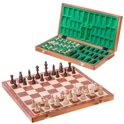 Square - Pro Schach aus Holz Turnier Nr 6 Mahagoni - Schachbrett & Gewichtete Schachfiguren - Schachspiel aus Holz