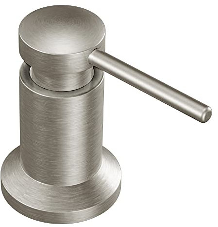 Moen 3942SRS Dispensador de jabón de Cocina y loción con Botella Recargable por Encima del Fregadero, Acero Inoxidable Resistente a Las Manchas, 1.125