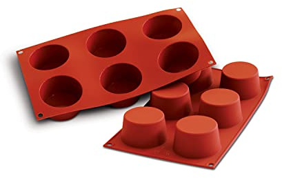 Silikomart | SF102 Silikonform für Muffin Monoportionen, antihaftbeschichtet, 6 Hohlräume, 1er Pack Kuchenform, Ø 68 h 38 mm, Ziegelrot