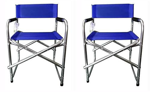 Hyfive 2 Stück blau Aluminium Direktoren Klappstuhl mit Armlehnen Camping Angeln Garten